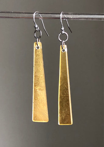 Gold Elongated Trapezoid Earrings