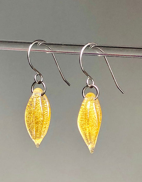 Gold Leaf Pod Earrings