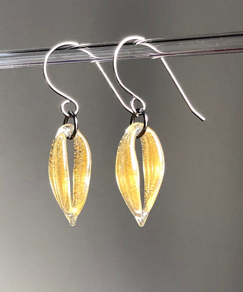 Gold Leaf Pod Earrings